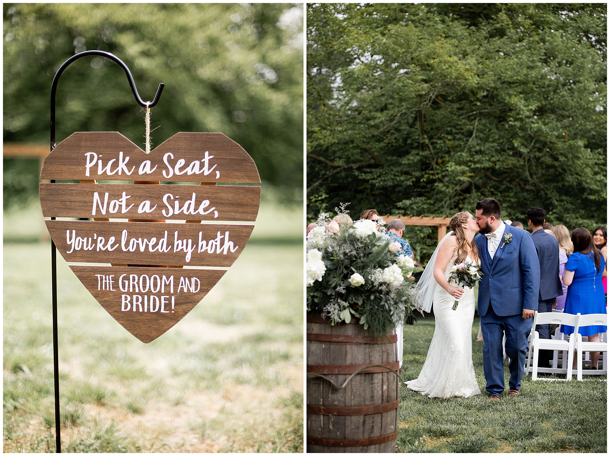 Choose a seat not a side wedding ceremony sign - rustic wedding